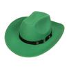 Unisex Western Cowboy Hat Wide Brim Roll‑Up Brim Double‑Top Felt Fedora Hat,10 Colors,Multiple Optional Detachable Hat Bands