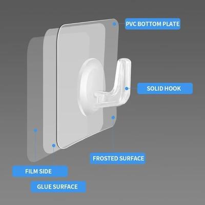10pcs Transparent Self Adhesive Hooks Door Wall Mounted Hanger Hook Suction Heavy Load Rack Kitchen Bathroom Organizer Holder