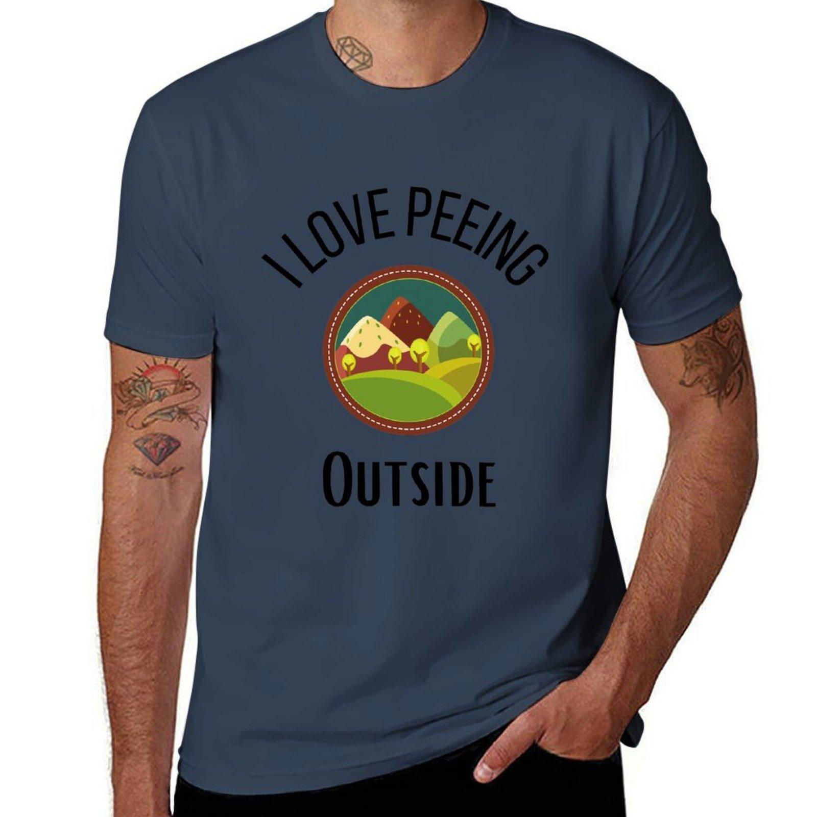 I Love Peeing Outside funny gift idea for TShirt Outdoor Sports Short Sleeve Top S