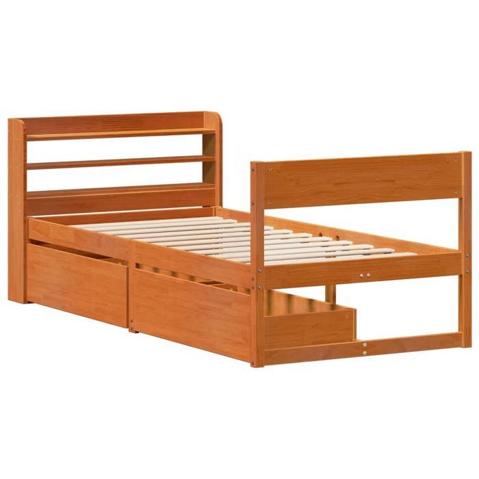 VidaXL Bed Frames Without Mattress Wax Brown 75x190 Cm Solid Pine Wood 3307148