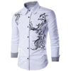 Men Shirt Turn-down Collar Single-breasted Slim Fit Ethnic Style Spring Shirt for Daily Wear
