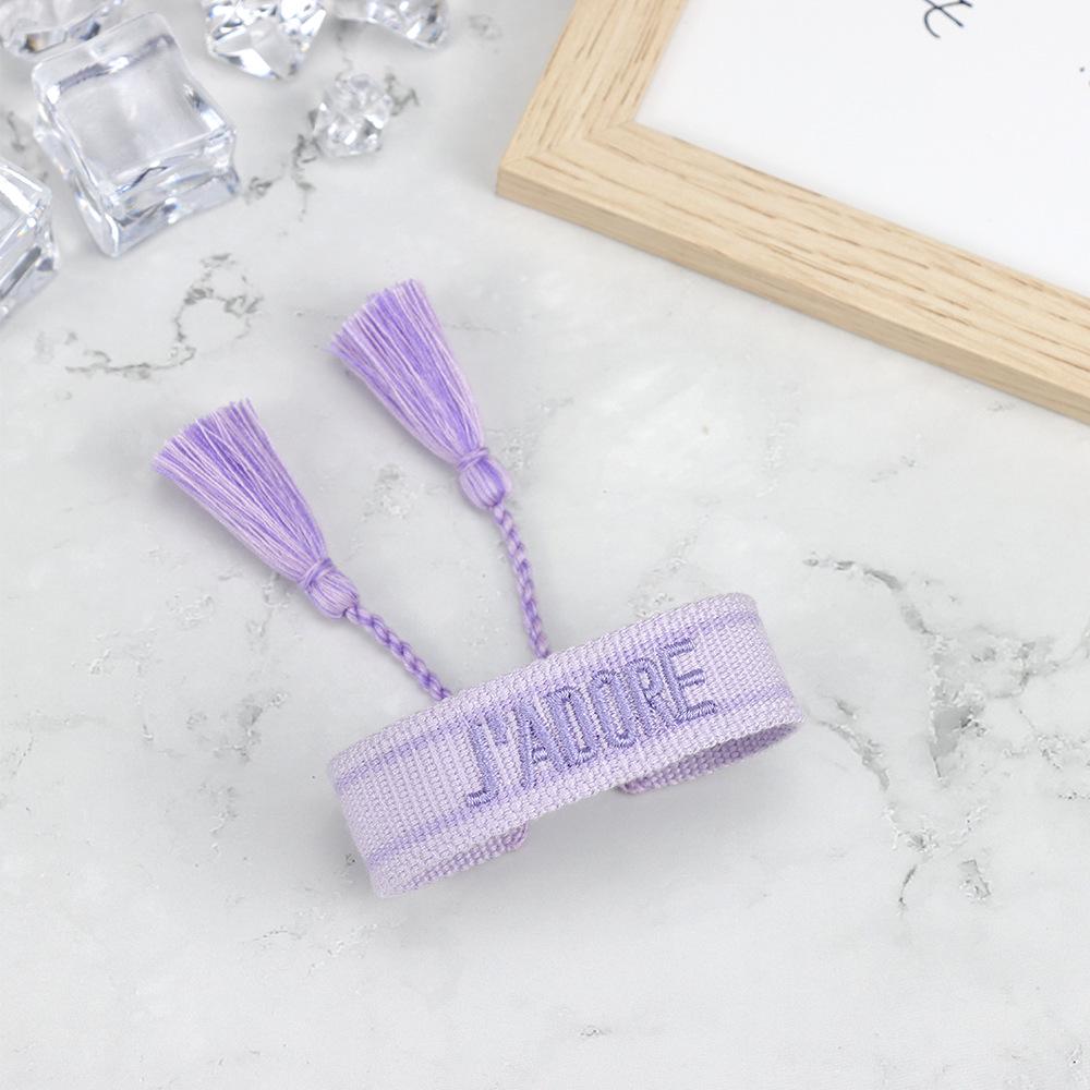 J'adore Bracelet: Embroidered Letter Tassel Wristband for Women & Couples
