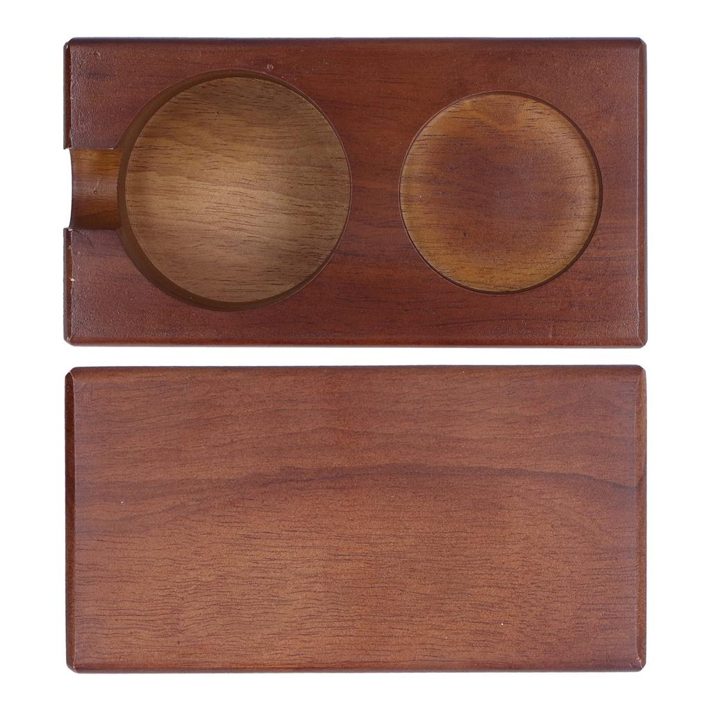 2 Hole Coffee Tamper Holder Beech Coffee Handle Mat Pad Stand for Home Restaurant(BuiltIn )