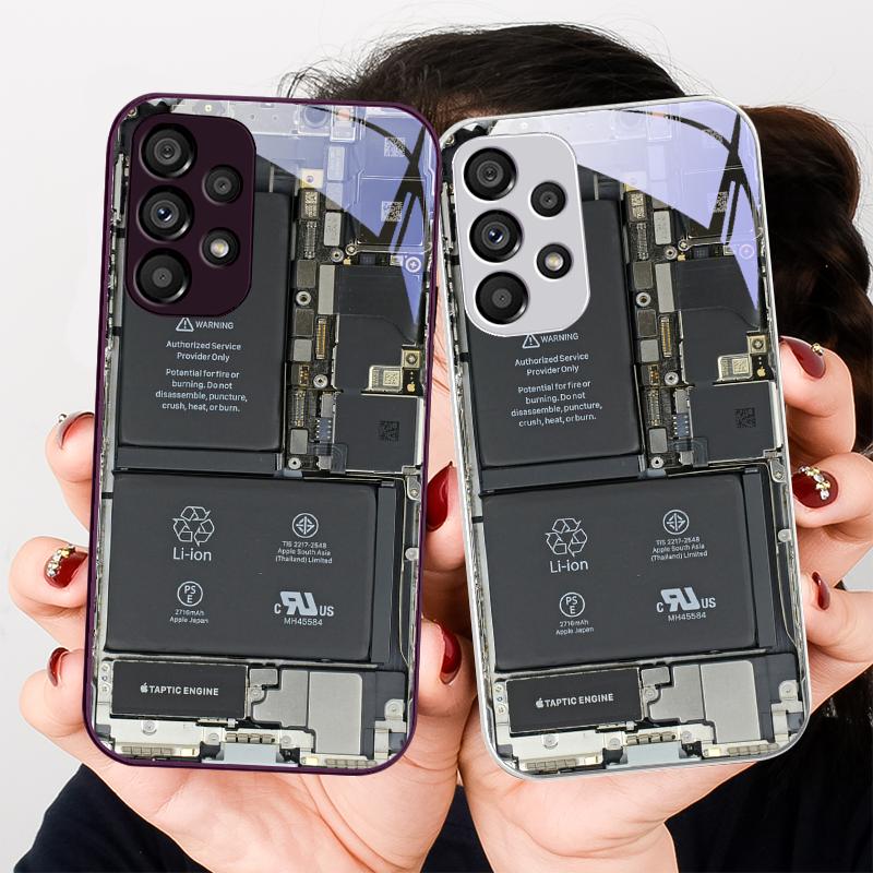 Creative Circuit Board for Samsung Galaxy S24 Plus S20 21 FE S23 Ultra S8 9 A70 72 73 50 51 52 53 Tempered Glass Phone Case