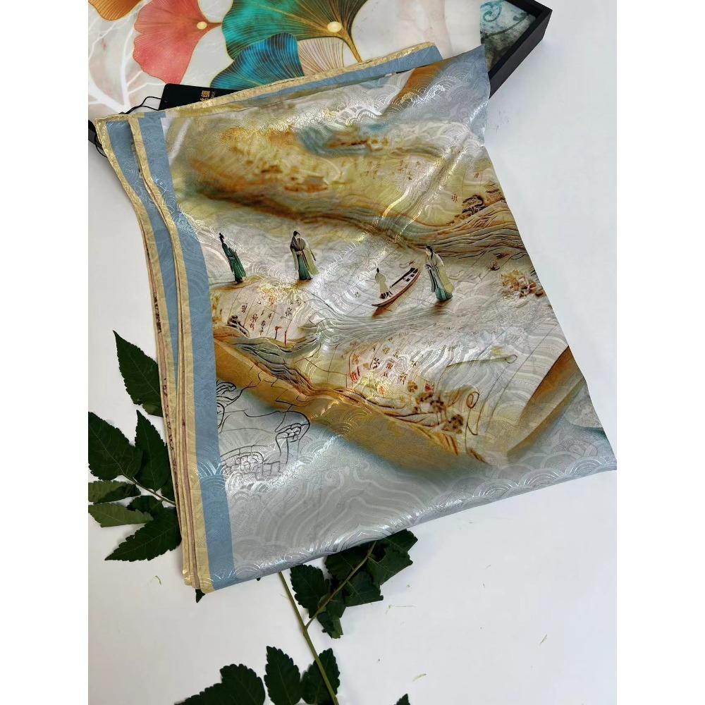 

Двусторонний высококачественный длинный шелковый шарф-шаль из пряжи «Ароматное облако» 180 * 70 Ретро китайский стиль Элегантный шелковый шарф