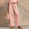 New Arrival Women's Casual Loose 2-Piece Set – Round Neck Zip-Up Top + Wide Leg Pants, Solid Color Loungewear Suit for Travel & Daily Wear