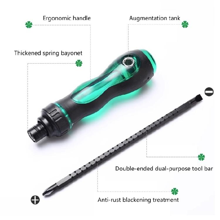 Ratcheting Screwdriver Double Purpose Bolt Driver Telescopic Crossing Slotted Bit Repair Detachable Adjustable Screwdriver