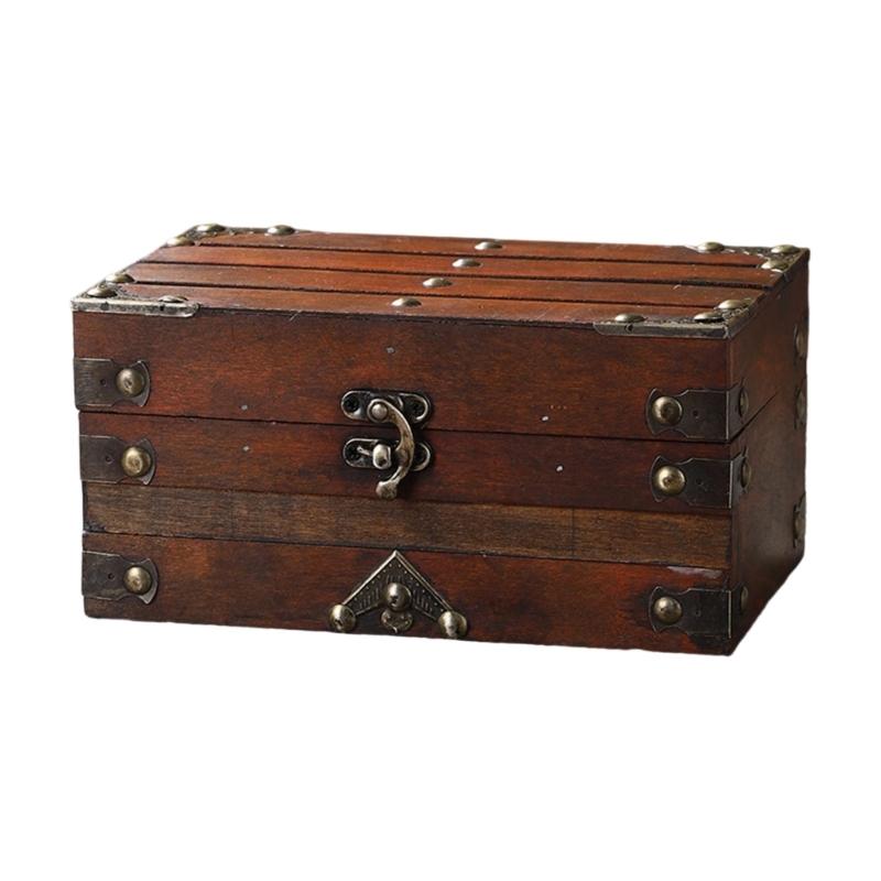 Ręcznie wykonana antyczna drewniana szkatułka na biżuterię z systemami bezpiecznych zamków, wielofunkcyjnymi przegródkami, do codziennego użytku