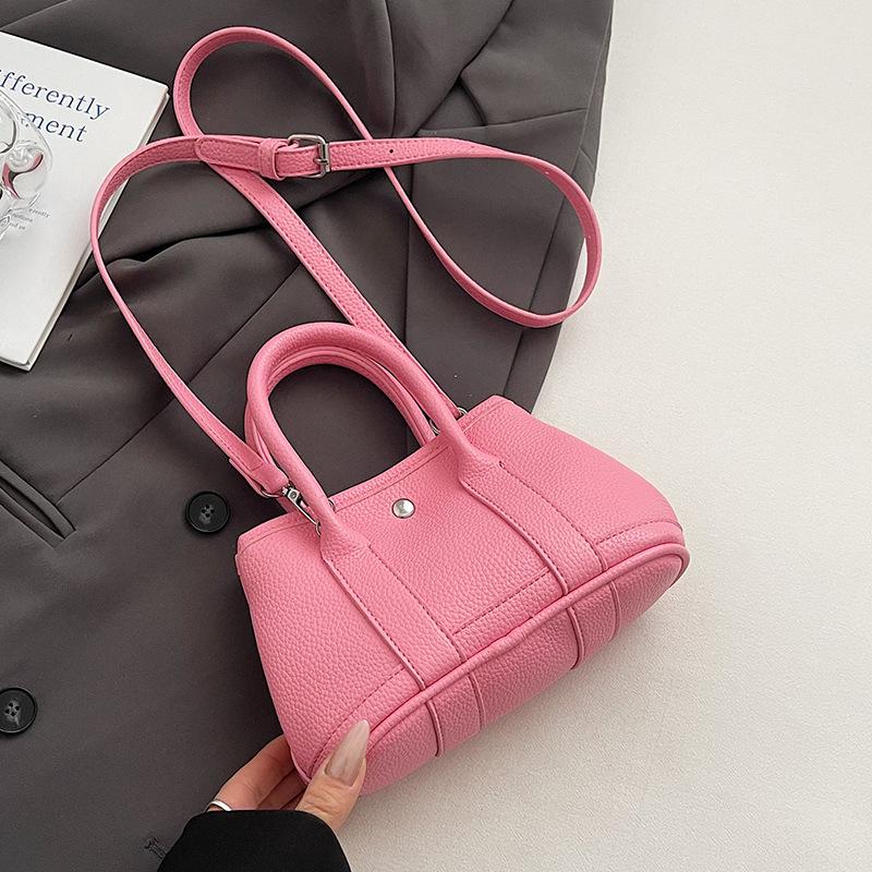 Korean Niche Dopamine Lychee Pattern Portable Bucket Bag Casual Simple Versatile Temperament Commuter Messenger Women's Bag