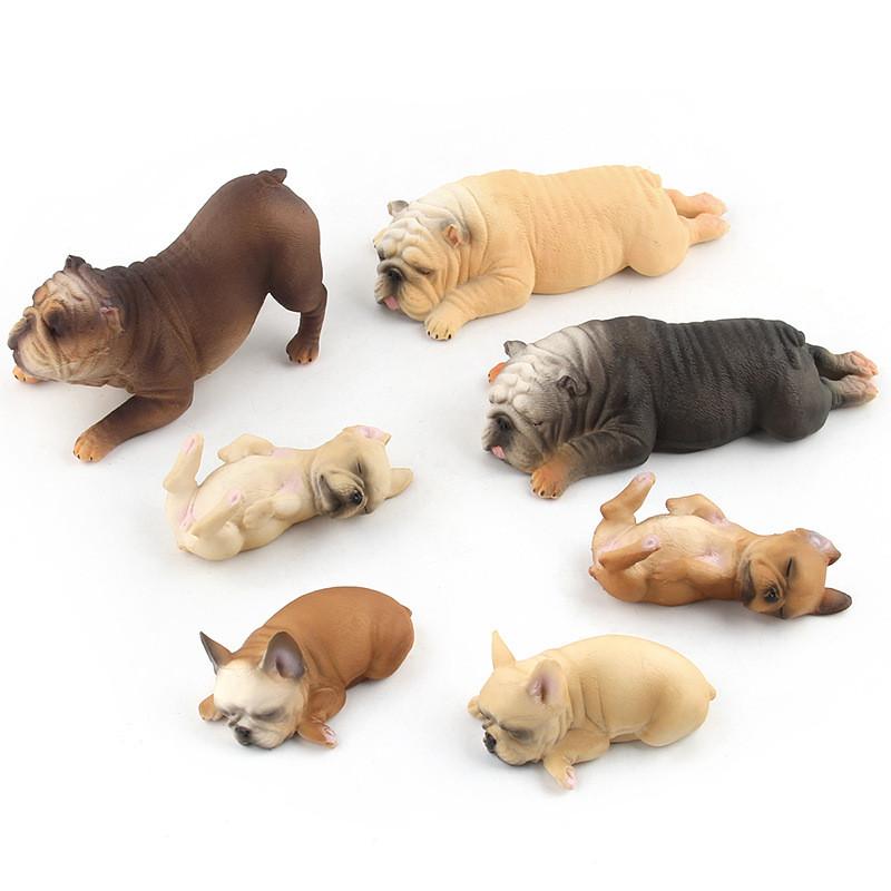 Realistic Pvc French Bulldog Figurine Adorable Sleeping Dog Statue Home Decor