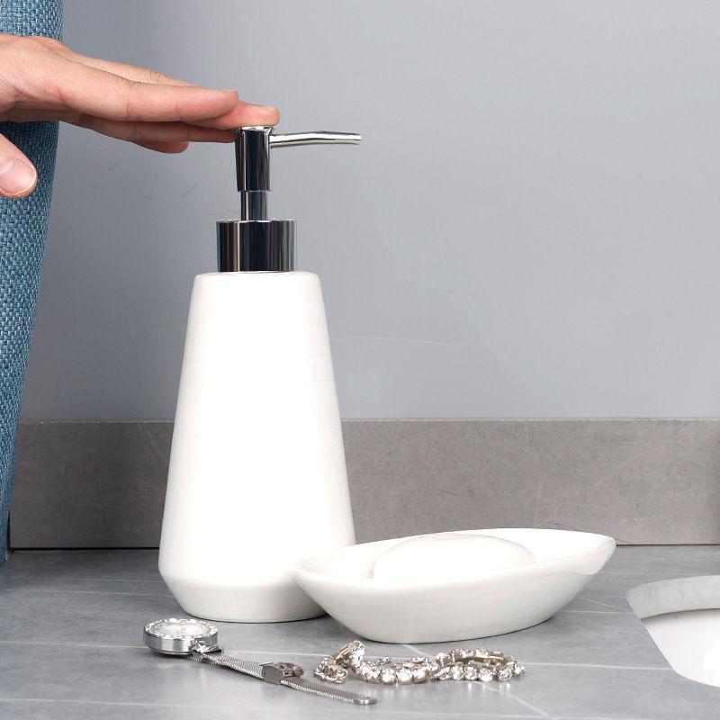 Pure White Ceramic Lotion Bottle Toothbrush Holder Mouthwash Cup Soap Dish Bathroom Accessories Hotel Portable Dispensing Bottle