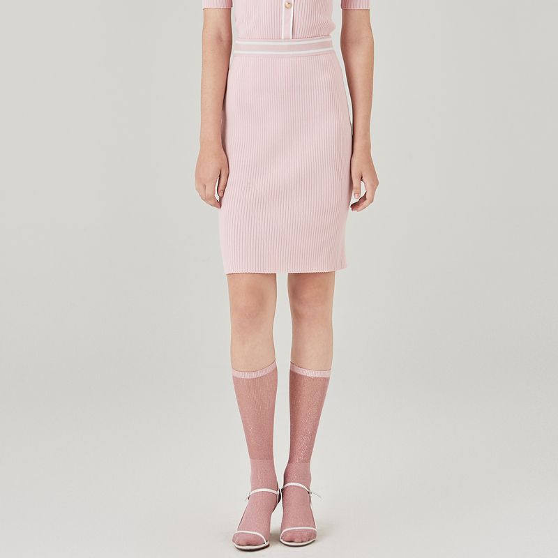 

Obeg Spring Summer Slim-Fit Knitting Fashion Skirt Shallow powder 165/M/38