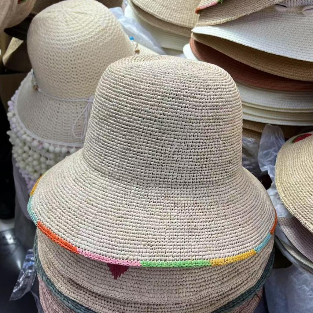 2026 Spring Summer New Watermelon Heart Strawberry Embroidered Straw Hat Women Summer Hand Crocheted Raffia Beach Fisherman Hat