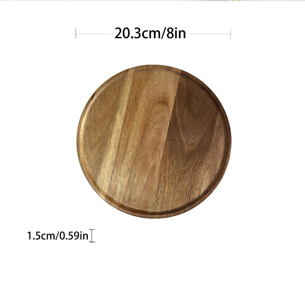 Large Japanese Acacia Wooden Tray & Dinner Plate Set
