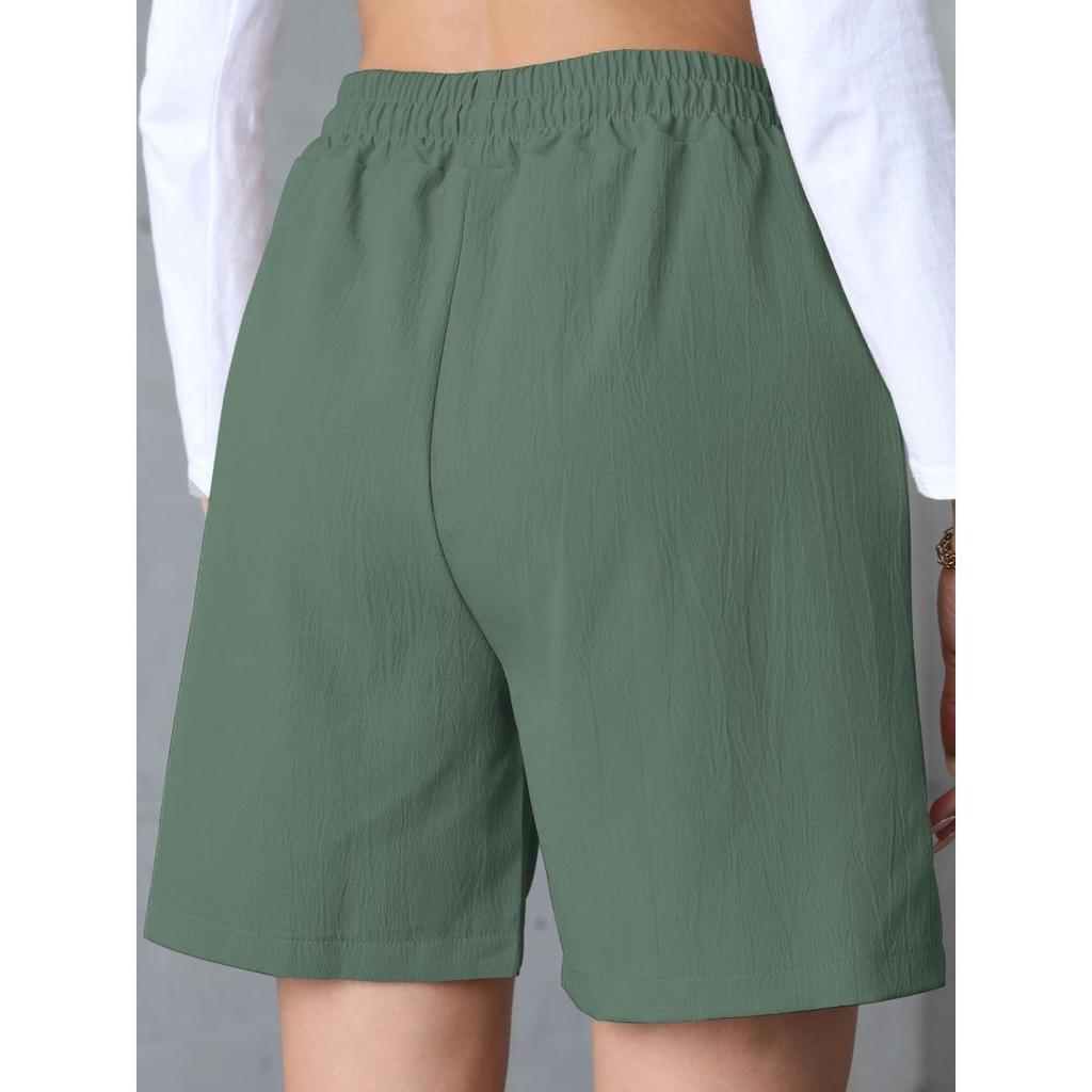 Summer New Style, Loose Fit, Linen, Casual Shorts, Solid Color, Plus Size, High Waist, Wide Leg Pants for Women