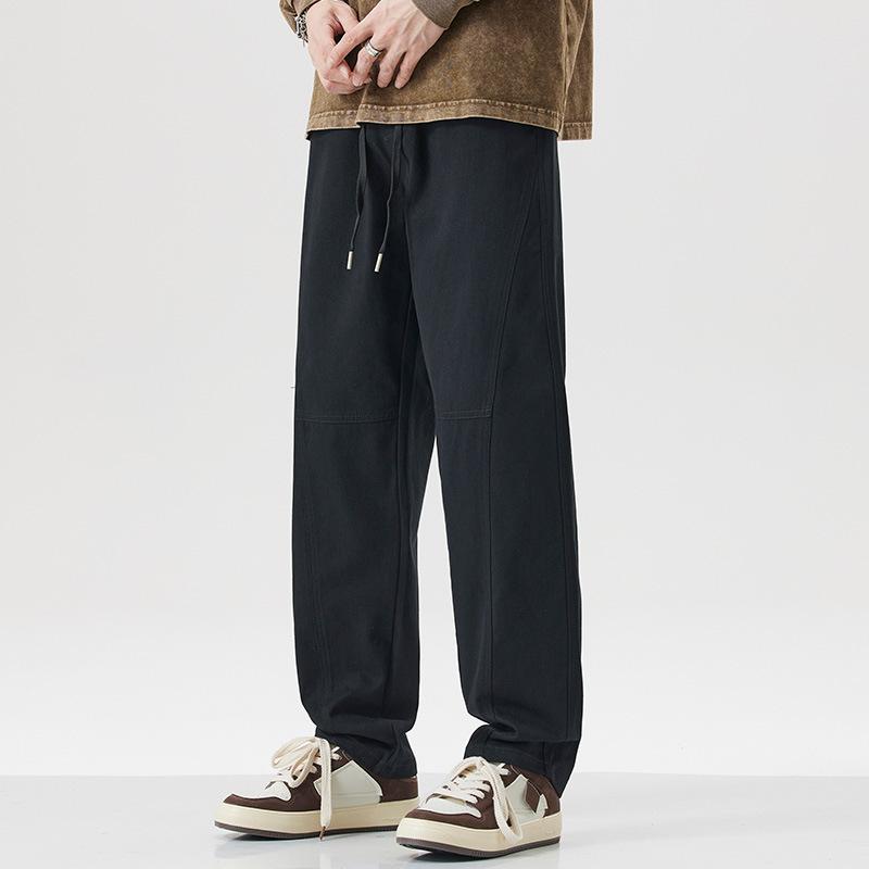 Pure Cotton Casual Pants Men's Loose Straight Autumn and Winter New Velvet Thickened American Trendy Brand Outdoor Tooling Trousers