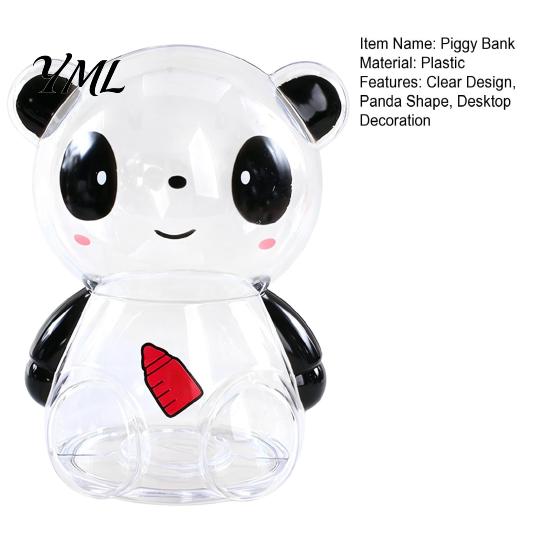 Break Resistant Piggy Bank Clear Panda for Kids, Plastic Cash Coin Bank, Money Management Box Saving Jar Decoration, Christmas Birthday Girls Boys