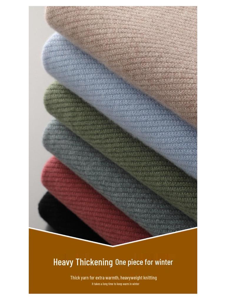 Men's Thick Pineapple Stitch Pure Wool Round Neck Sweater for Autumn/Winter 2025