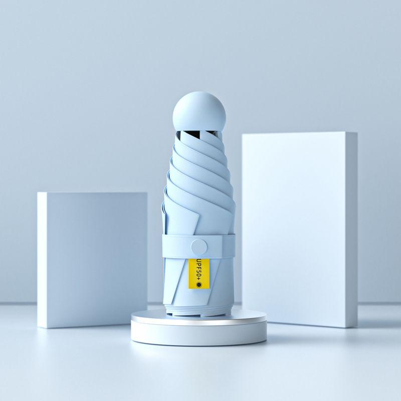 

Виниловый солнцезащитный маленький портативный зонт двойного назначения 6 Bone Ultra Light-Silent Blue