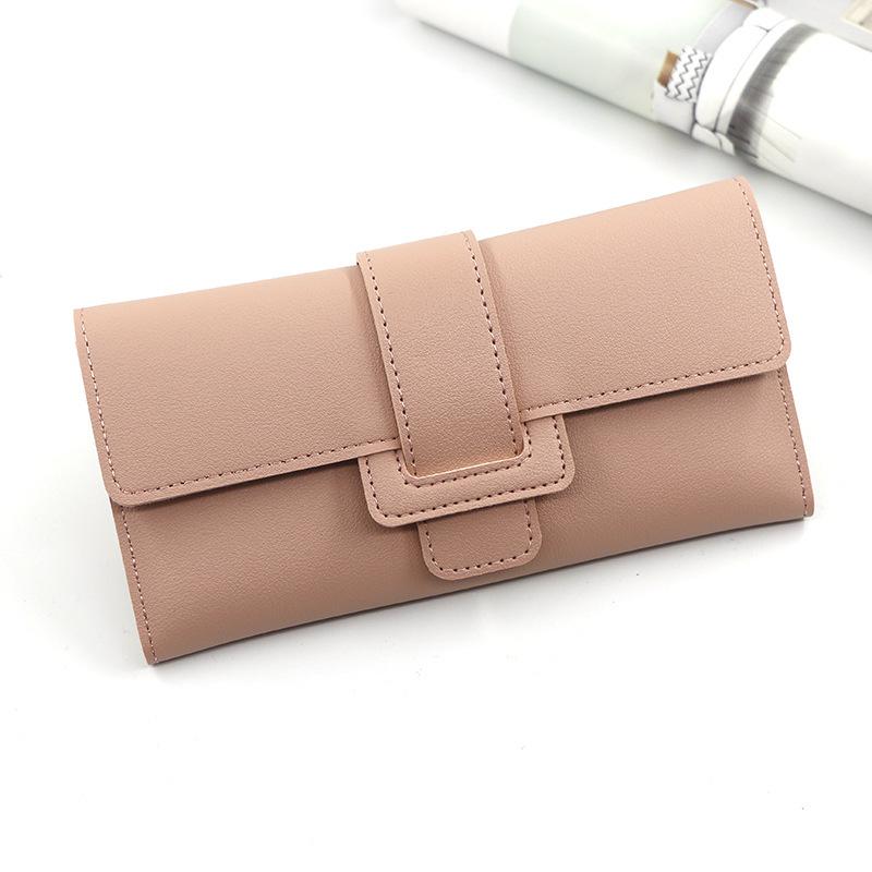 Korean Style Women's Tri-fold Long Fashion Wallet Clutch with Buckle