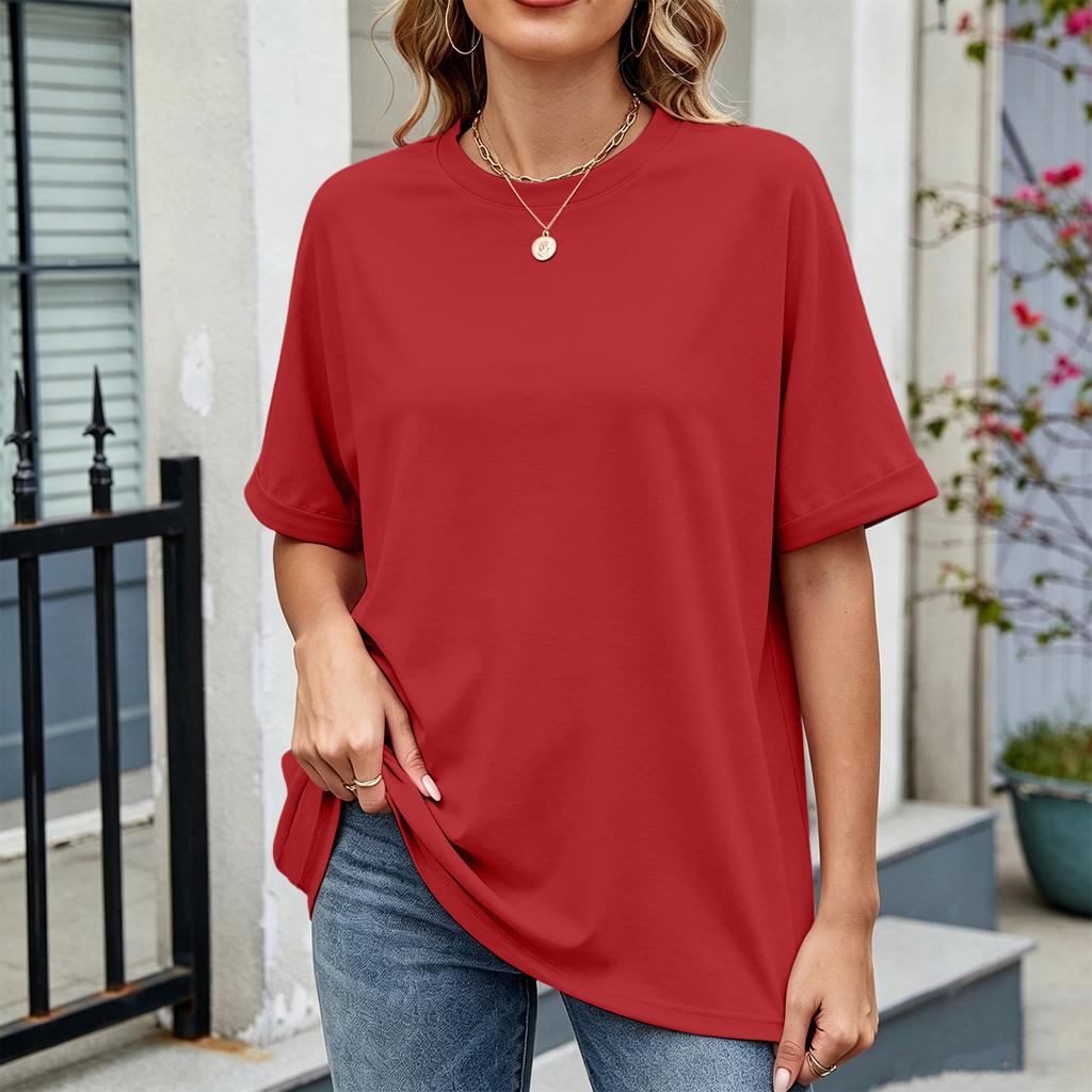 Women Loose Fit Casual Round Neck Short Sleeve T Shirt Lightweight Comfortable Summer Top