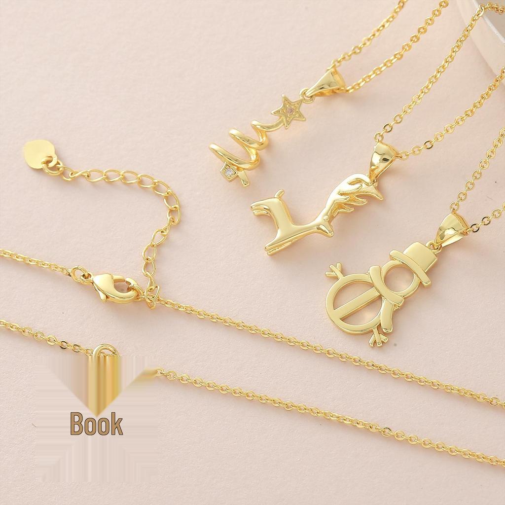 Gold-Plated Christmas Pendant Necklace: Snowman, Snowflake & Reindeer Charm - Perfect Gift for Her