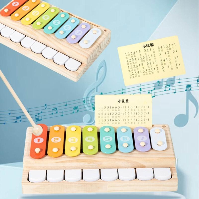 Children Musical Toy 8 Note Xylophone Wooden Percussion Music Instrument Toy For Toddler Auditory and Fine Motor Skill