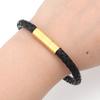 1pc 20cm Simple Design Men's Bracelet Genuine Leather Braided Stainless Steel Magnetic Buckle Bangle For Women Men Jewelry Gifts