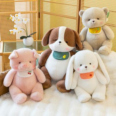 Cartoon Cute Plush Toys for Children Comforting Brown Dog Pillow Office White Rabbit Ornaments Birthday Gift