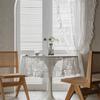 Breathable Lace Window Curtains - Vintage Ruffled Sheers for Bay Window/Balcony, Cottage Style Room Divider with Wave Trim (Ready-to-Hang) 1pc