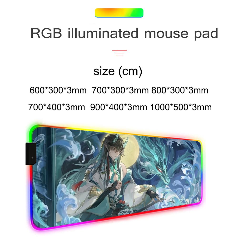 dan heng Mouse Pad RGB Gaming Mousepad Big LED Pad PC Desk Mat Luminous Mouse Pad Large Keyboard Mats Table Rug With Backlit