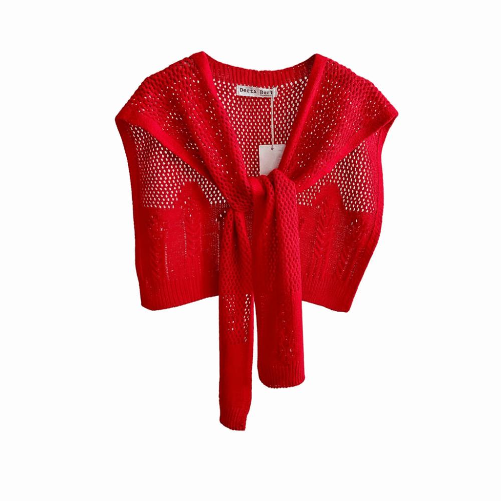 Mehrfarbiger Falscher Kragen Hohl Dünn Gestricktes Outfit Schal Trendige Nackenschutz-Weste Mädchen Damen