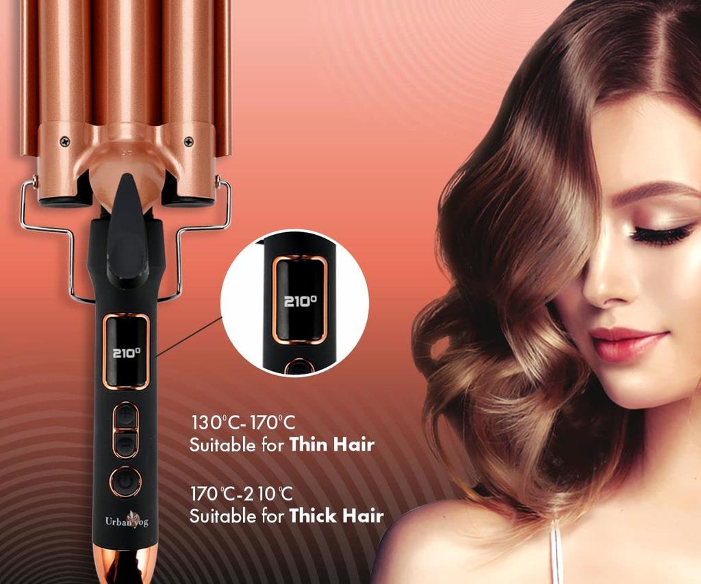 Urban Yog 3kulmová kulma pro dámský účes | Hřídele s dvojitým keramickým povrchem | Okamžité nahřátí