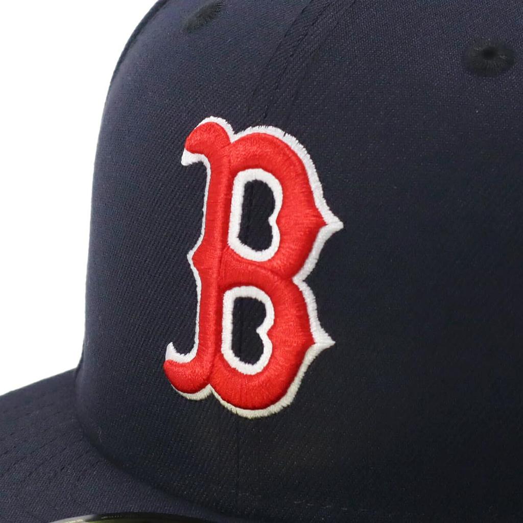 New Era 59FIFTY Cap MLB Boston Red Sox BOS Navy Blue UNDER VISOR ONSPOTZ Exclusive and 5950 Straight Flat Visor Perfect for Spring and Summer Popular