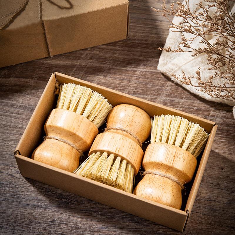 Bamboo Scrub Dish Brushes For Kitchen-Delicate Natural Washing Brush Clean Iron Pots Plates For Home Kitchen Clean