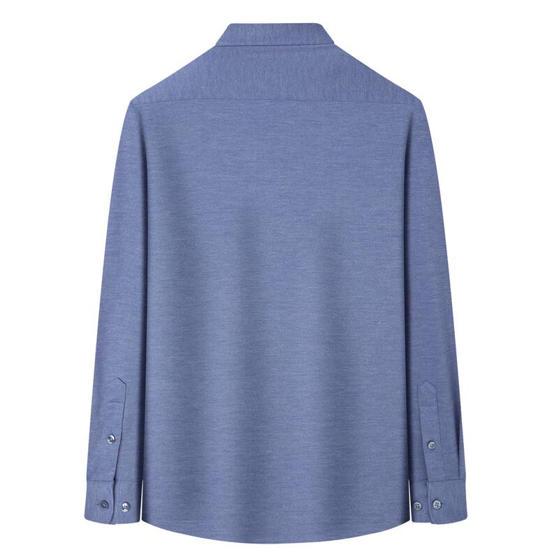 SANSAN Men's Brushed Wool Blend Twill Business Casual Long-Sleeve Shirt