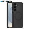 KEYSION Retro PU Leather Case for MagSafe for Samsung Galaxy S22 S23 S24 Ultra 5G S23+ S24 FE Magnetic Shockproof Phone Cover