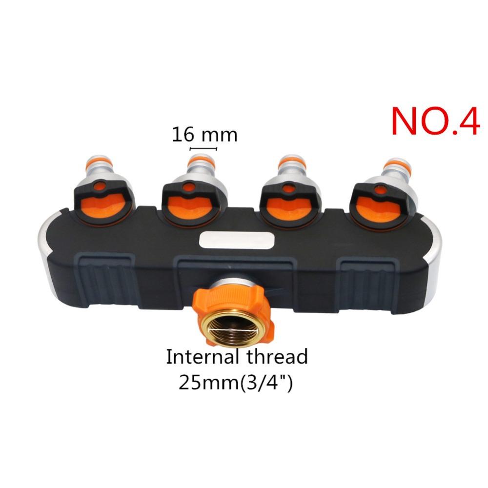 Drip Irrigation 4-Way Garden Tap Water Splitter Water Pipe 4 way Splitter Irrigation Valve Quick Connector Female 1/2 "3/4" 1"