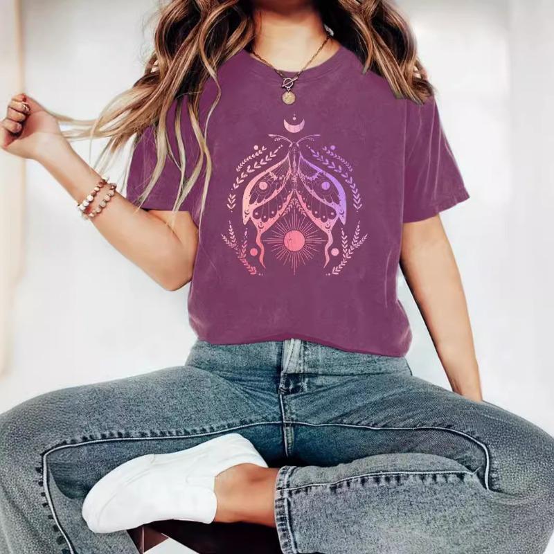 Summer Women's Printed Round-neck Short-sleeved T-shirt Casual and Fashionable T-shirt