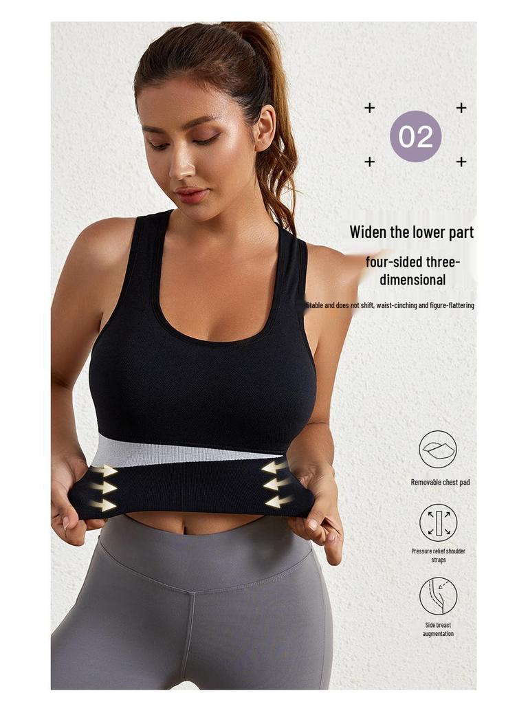 Women's Cross-Border Shockproof Sports Bra: Large Chest Minimizer, Underwire-Free, Plus Size Yoga/Fitness Bra