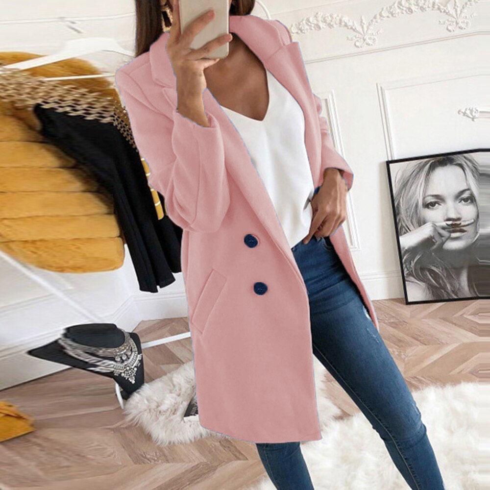 Women's Solid Color Lapel Mid-length Button Imitation Woolen Coat Spring Furry Outerwear Type 2024 Autumn Winter Plus Size New Faux Fur Coat