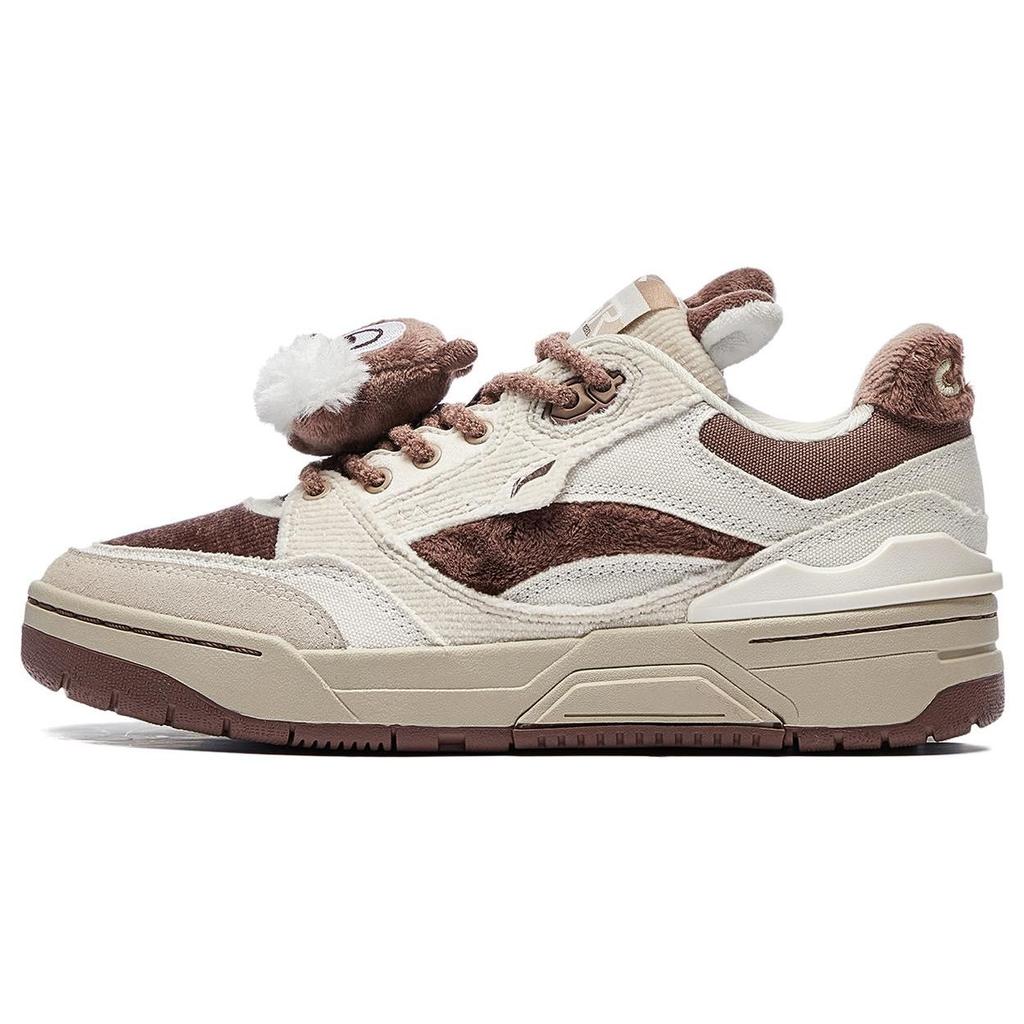 Disney X Li Ning Rsr 101 Qiqi Diti Series Non-Slip Wear-Resistant Lightweight Low-Top Basketball Culture Sneakers Women sneakers Gray Brown ABCS108-4