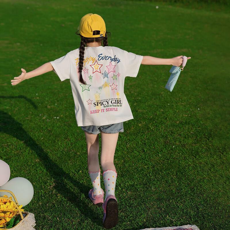 Girls Casual Letter Print Short Sleeve T-Shirt 150