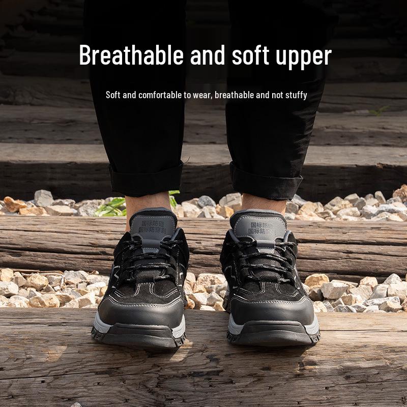 Herren Leichte Sicherheitsarbeitsschuhe, Vier Jahreszeiten, Anti-Smash, Durchtrittsicher, Zehenkappe aus Kunststoffstahl, Zwischensohle aus Kevlar.