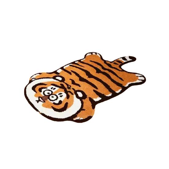Tapete adorável com estampa de tigre, capacho de pelúcia macio e fofo para uso diário