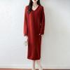 Women Sweater Dress 100% Wool TIDENOVEL V-neck Knit Long Pullover Winter Jumpers Wool Long Dress Female