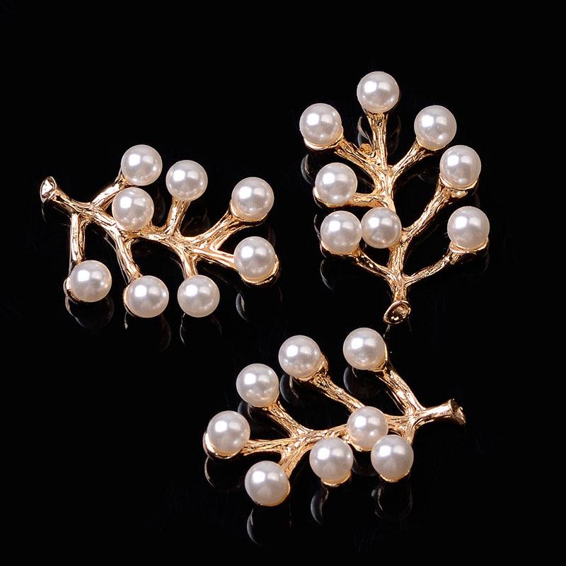 

Engood 100Pcs Pearl Leaves Rhinestone Button Sewing Trim & Embellishments Craft Buckle DIY Bridal Headdress Leaves Jewelry Hair золотой