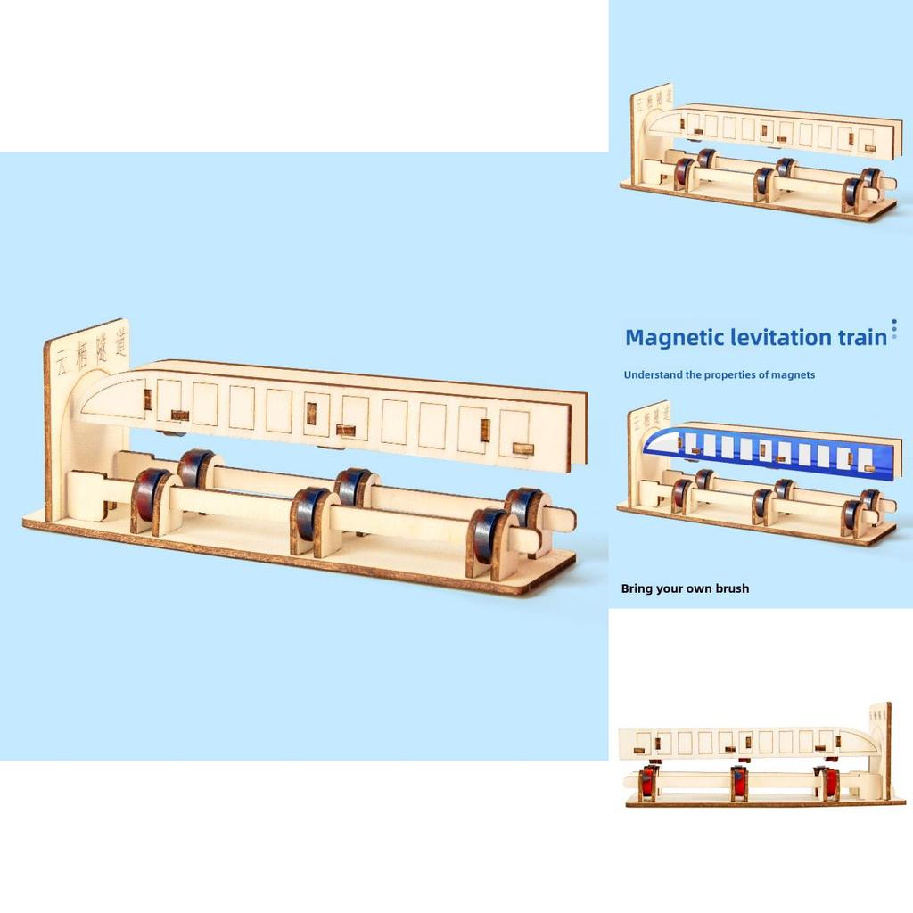 Wooden Assembled Maglev Train Scientific Experiment Children Puzzle Toy Set For Learning And Diy Kids