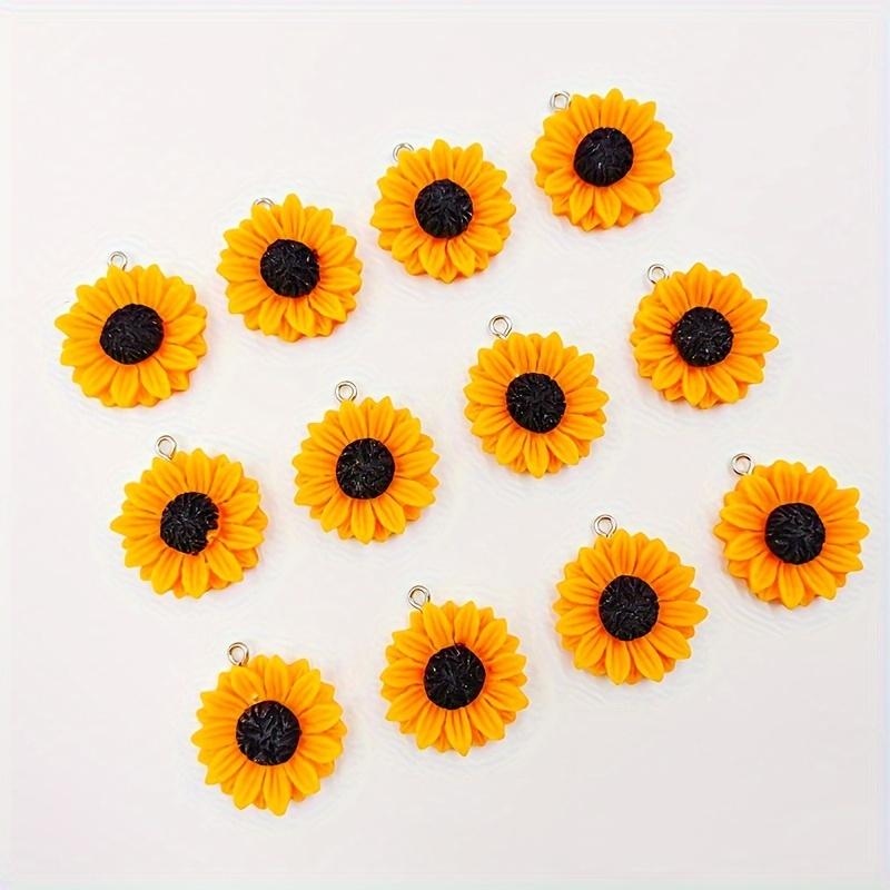 10Pcs Resin Yellow Sunflower Charms Pendants For Jewelry Making Diy Handmade Earrings Necklace Key Chain Accessories