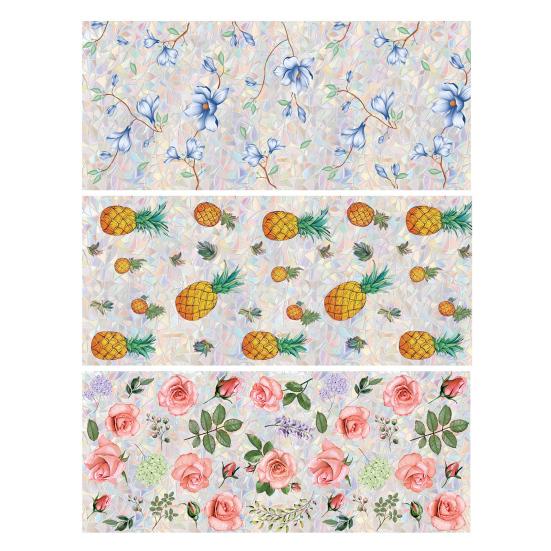 Rainbow Window Privacy Film Floral Static Sticker Glass Decals with Iridescent Effect Removable Window Sticker for Home Bathroom Door Car Windows